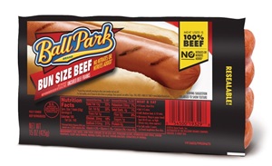 Ballpark Brand Beef Bun Size Hot Dogs