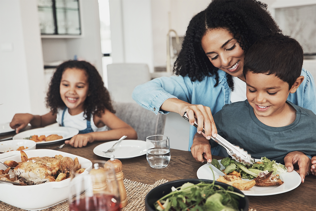 Mindful March A family enjoying dinner