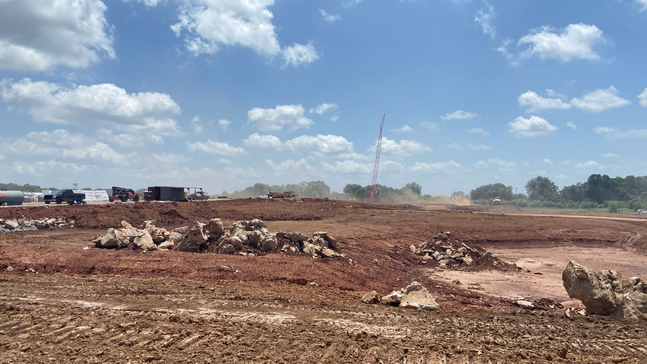 A photo of construction taking place at the Bowling Green bacon facility.