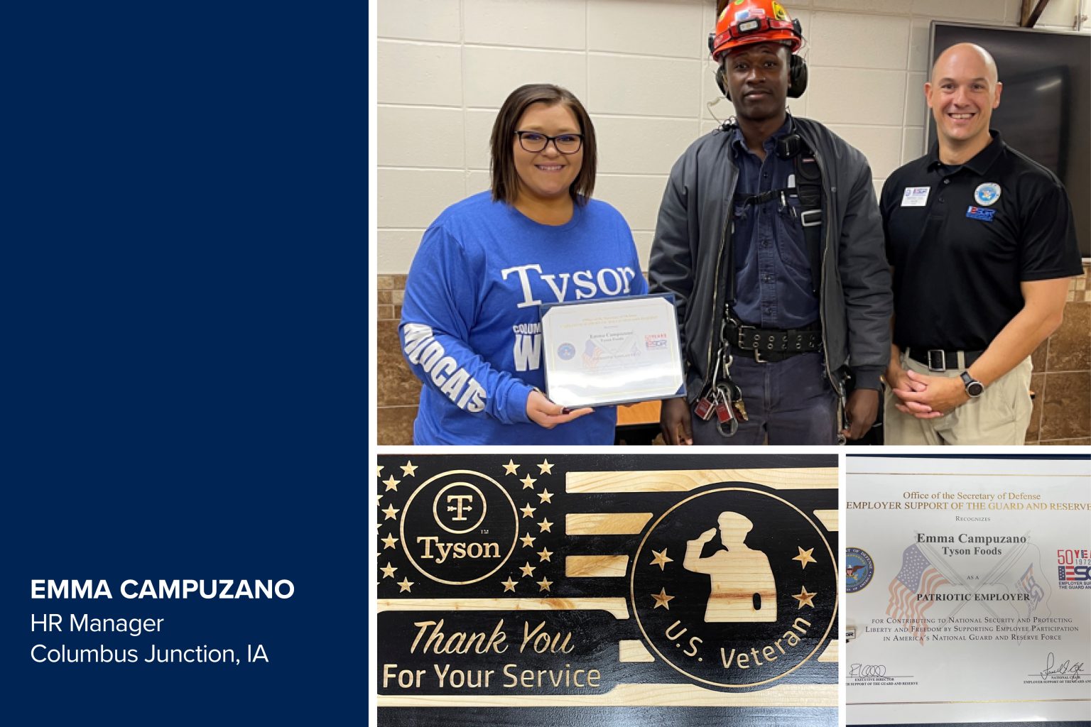 This is a picture of a recipient of the Patriot Award.