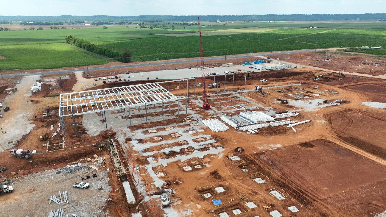 A photo of construction taking place at the Bowling Green bacon facility.