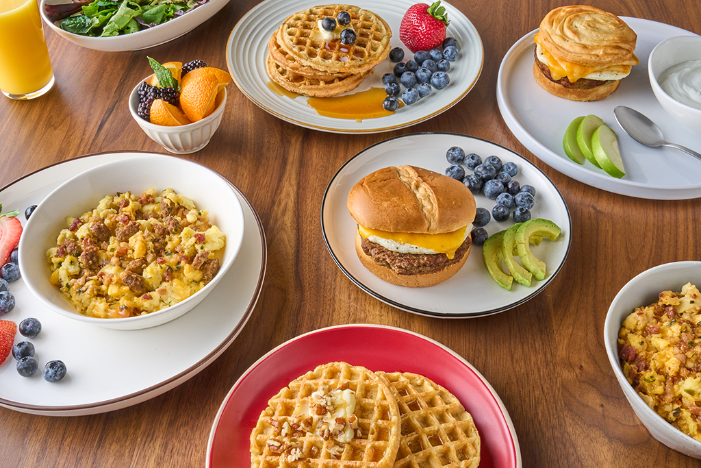 Jimmy Dean protein lineup plated on a table