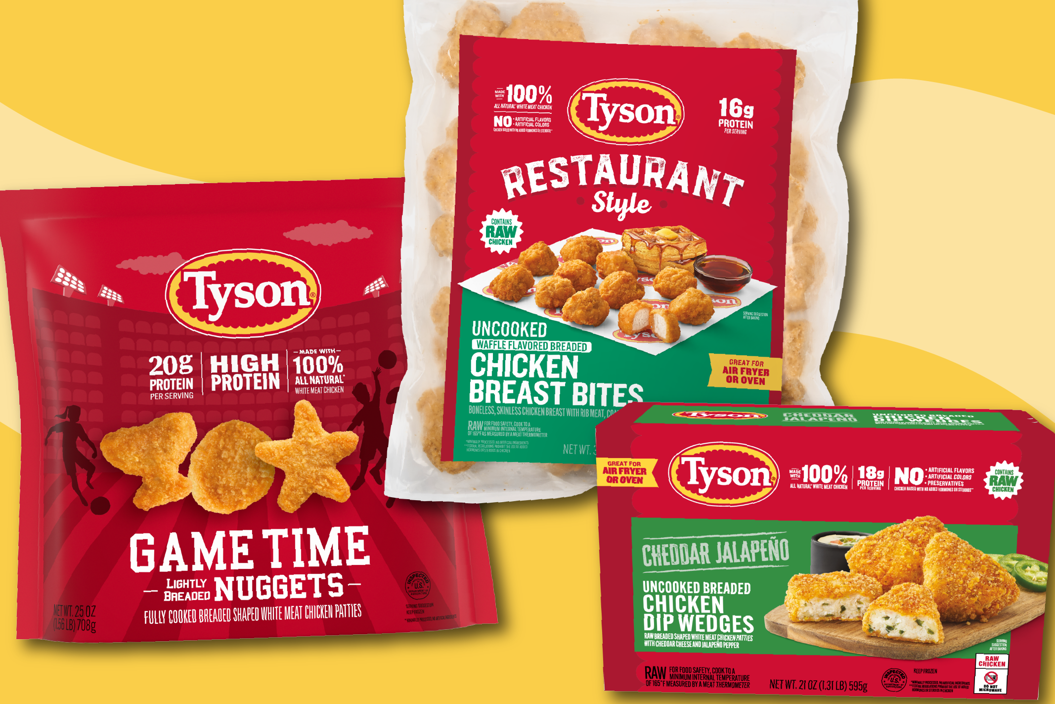 Three new packages showcasing Tyson's new chicken innovations
