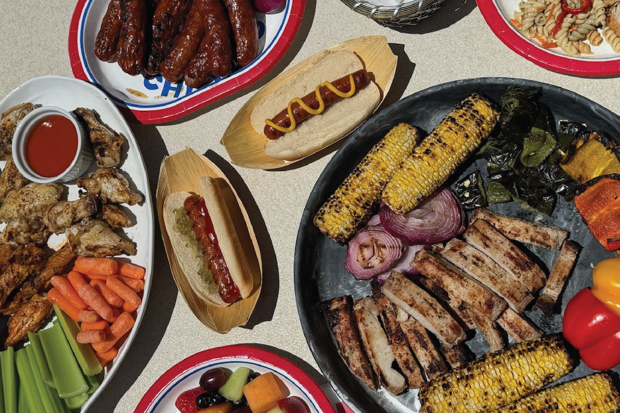 spread of grill items