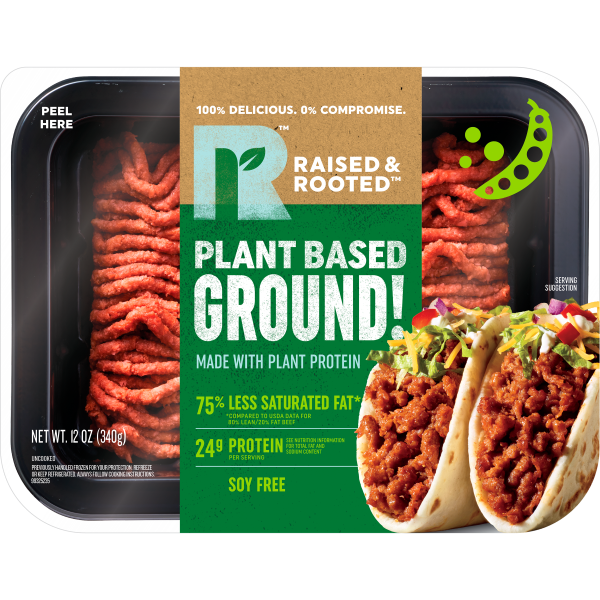 This is an image of a package of plant based ground beef.