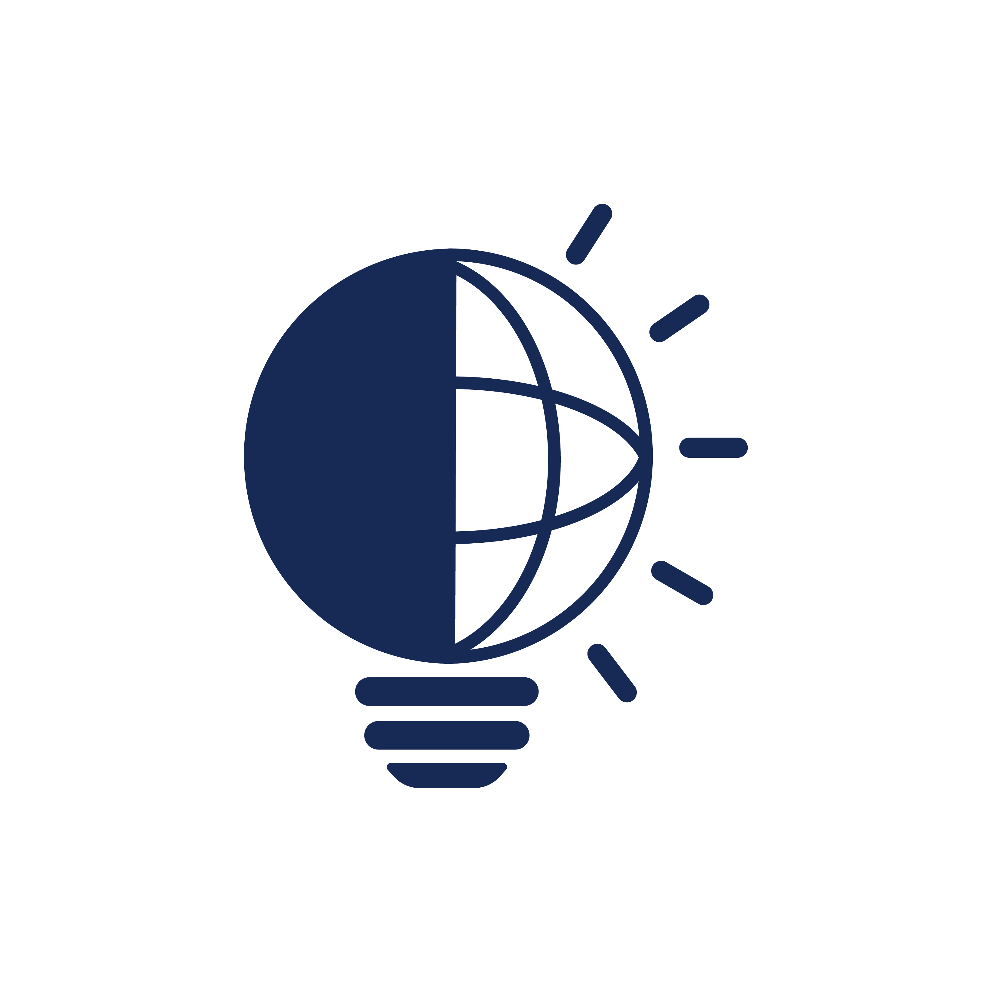 Icon of lightbulb with half globe