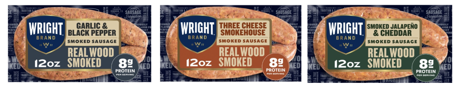 Packages of Wright brand rope sausages