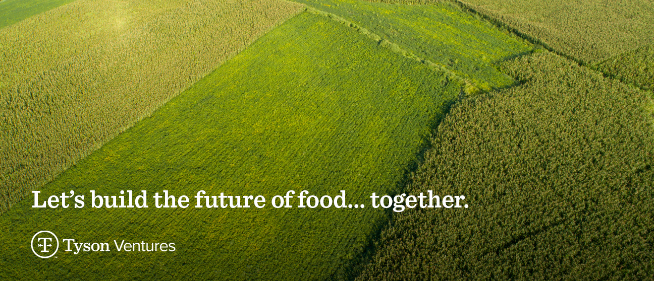 This is a photo of a field with the title, "Let's build the future of food, together."