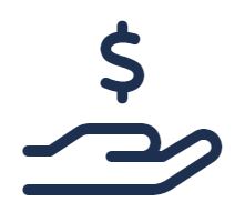 Hand with dollar sign over it icon