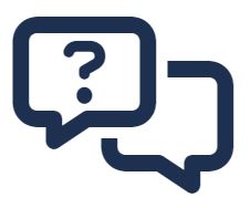 Icon of speech bubbles and one with a question mark in it