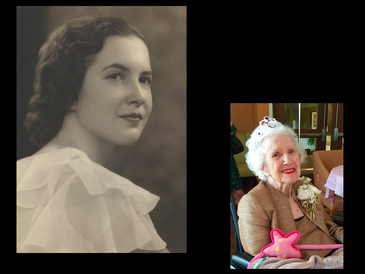 Marie Ulbrich, paternal grandmother of Julie Sielaff, as a young woman, and on her 100th birthday.